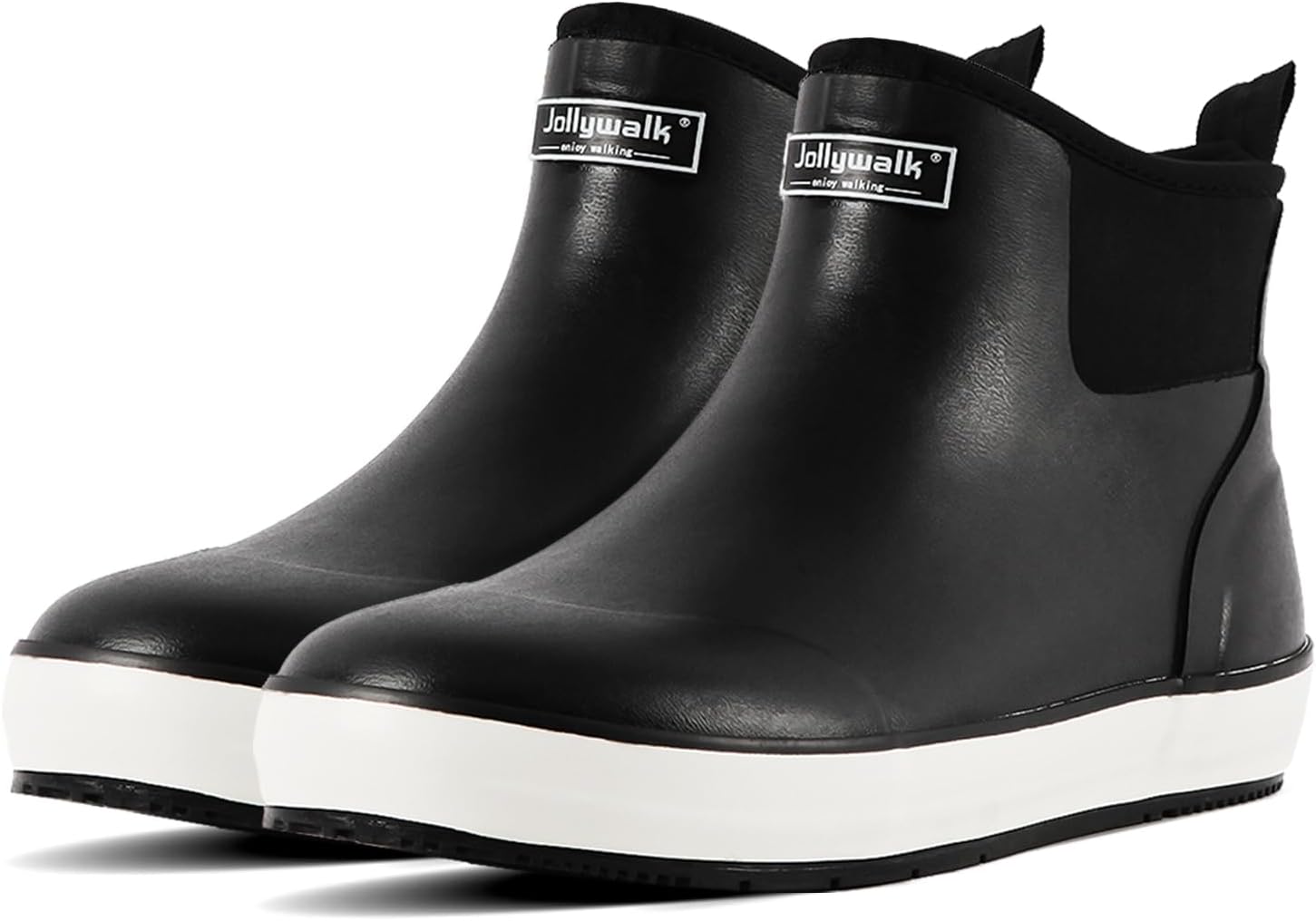 

Мужские водонепроницаемые резиновые сапоги для рыбалки и прогулок с высоким сцеплением, мужские резиновые сапоги для дождя для садоводства, парусного спорта, фермерских работ и лодок Jollywalk, черный