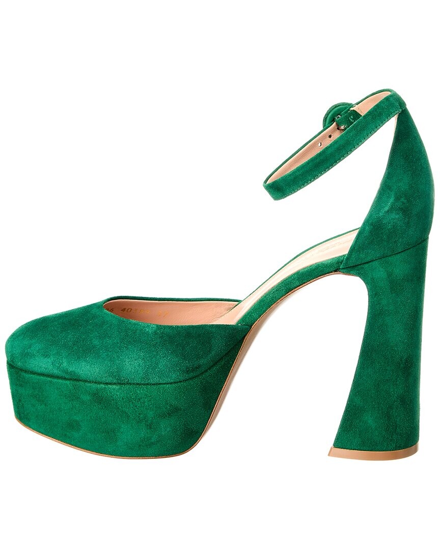 Замшевые туфли на платформе Gianvito Rossi Holly D'Orsay 70, зеленый — фото 4