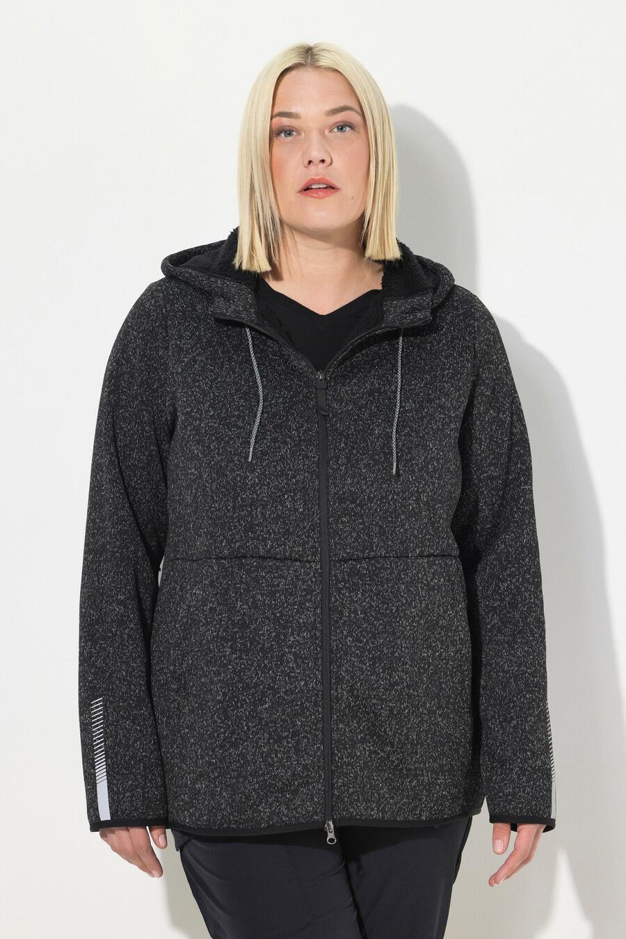 

ULLA POPKEN Женская трикотажная флисовая куртка из флиса Тедди с двухсторонней молнией и светоотражателем