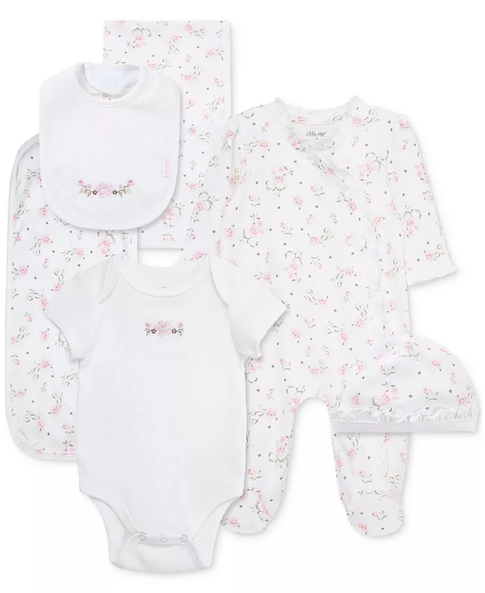 

Подарочный набор для девочек "Vintage Rose", 6 предметов, хлопок Little Me, розовый