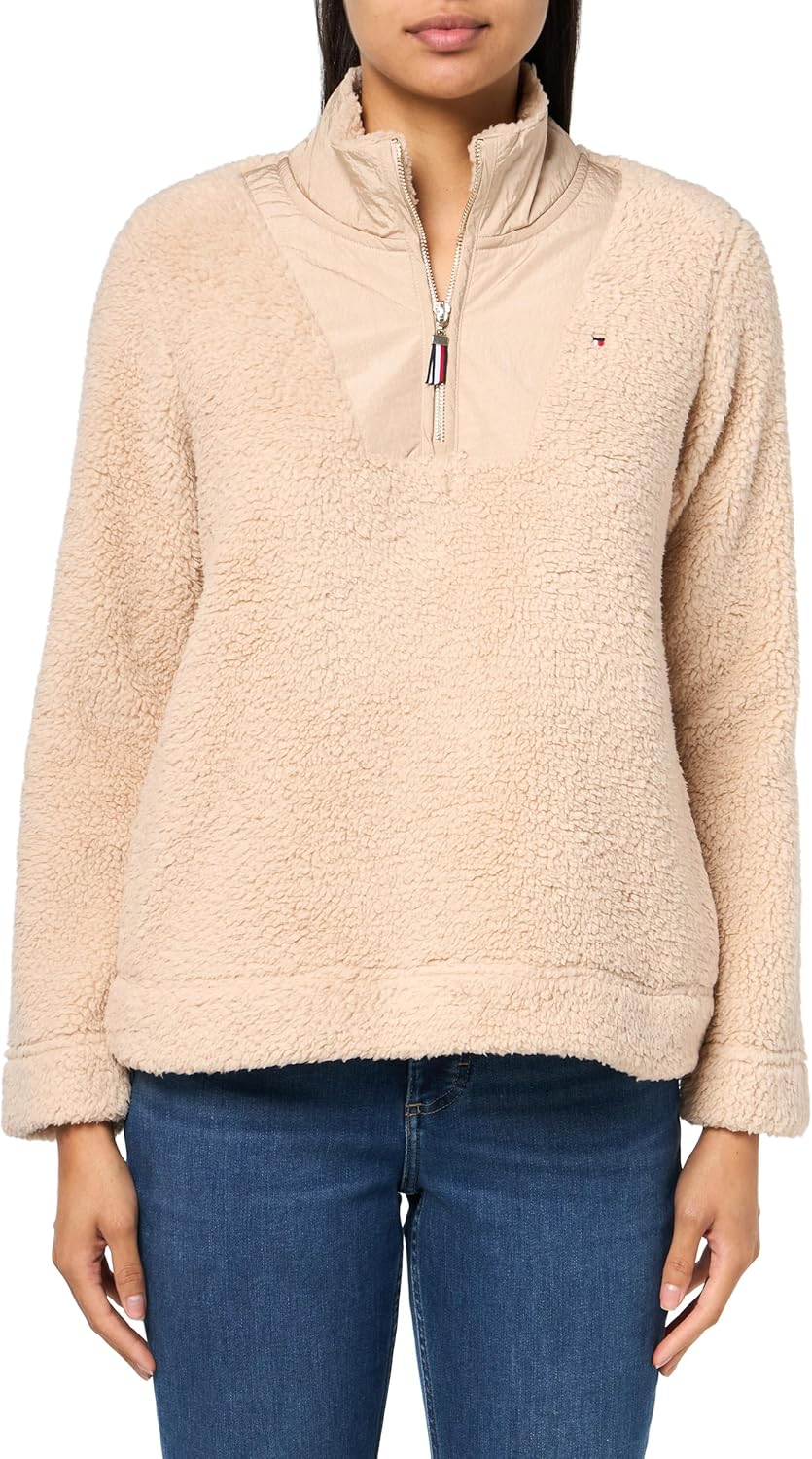 

Женская куртка Tommy Hilfiger из шерпы с застежкой-молнией 1/4, Light Fawn
