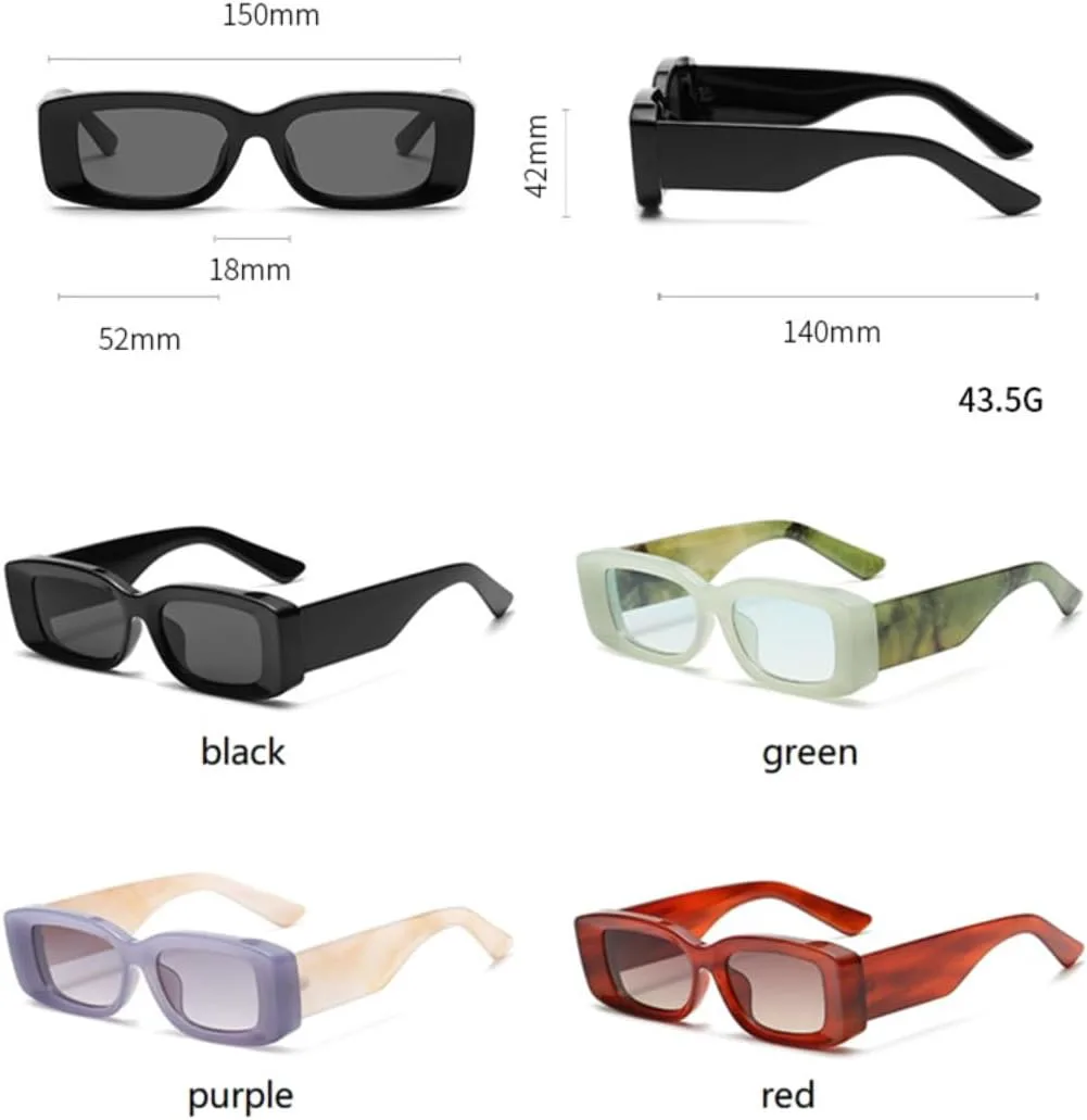 

Разноцветные квадратные солнцезащитные очки для женщин, широкие дужки, мужские дорожные прямоугольные очки, ретро-очки с защитой от УФ-излучения UV400 UATXTAU, Red