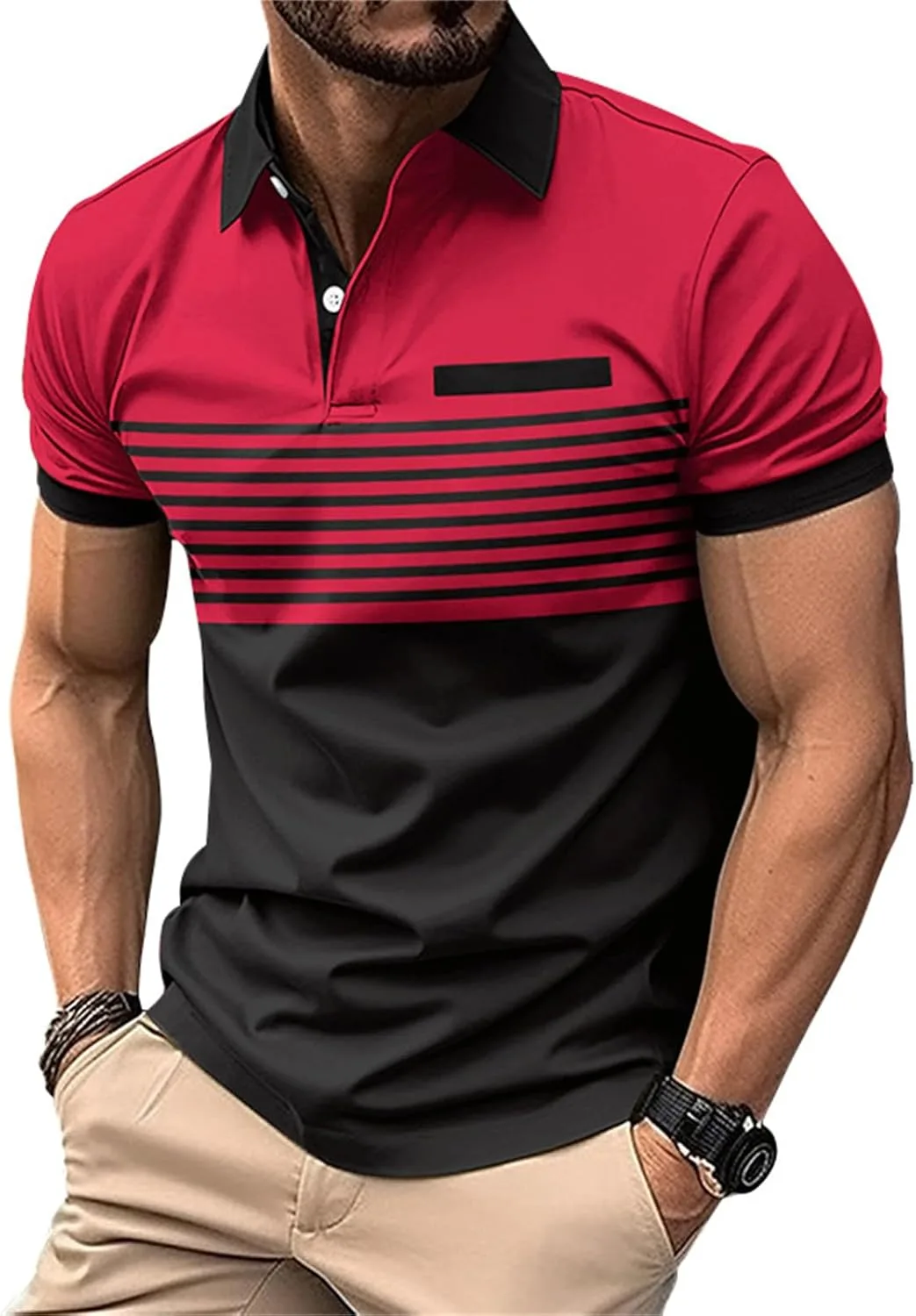 

Мужская поло в полоску, короткий рукав, классический крой Weinexra