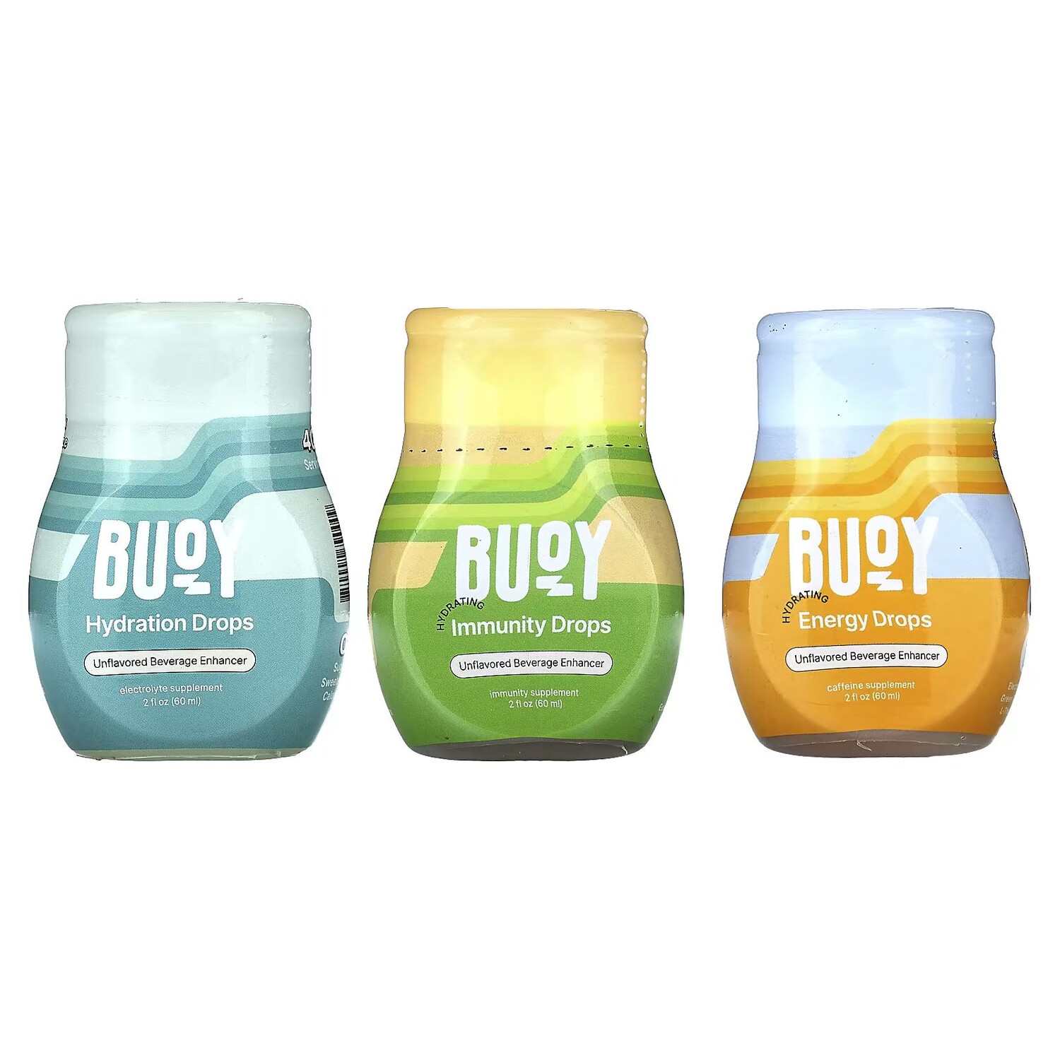 

Drops Daily Wellness Bundle, без ароматизаторов, 3 упаковки по 2 жидких унции (60 мл) каждая Buoy Hydration