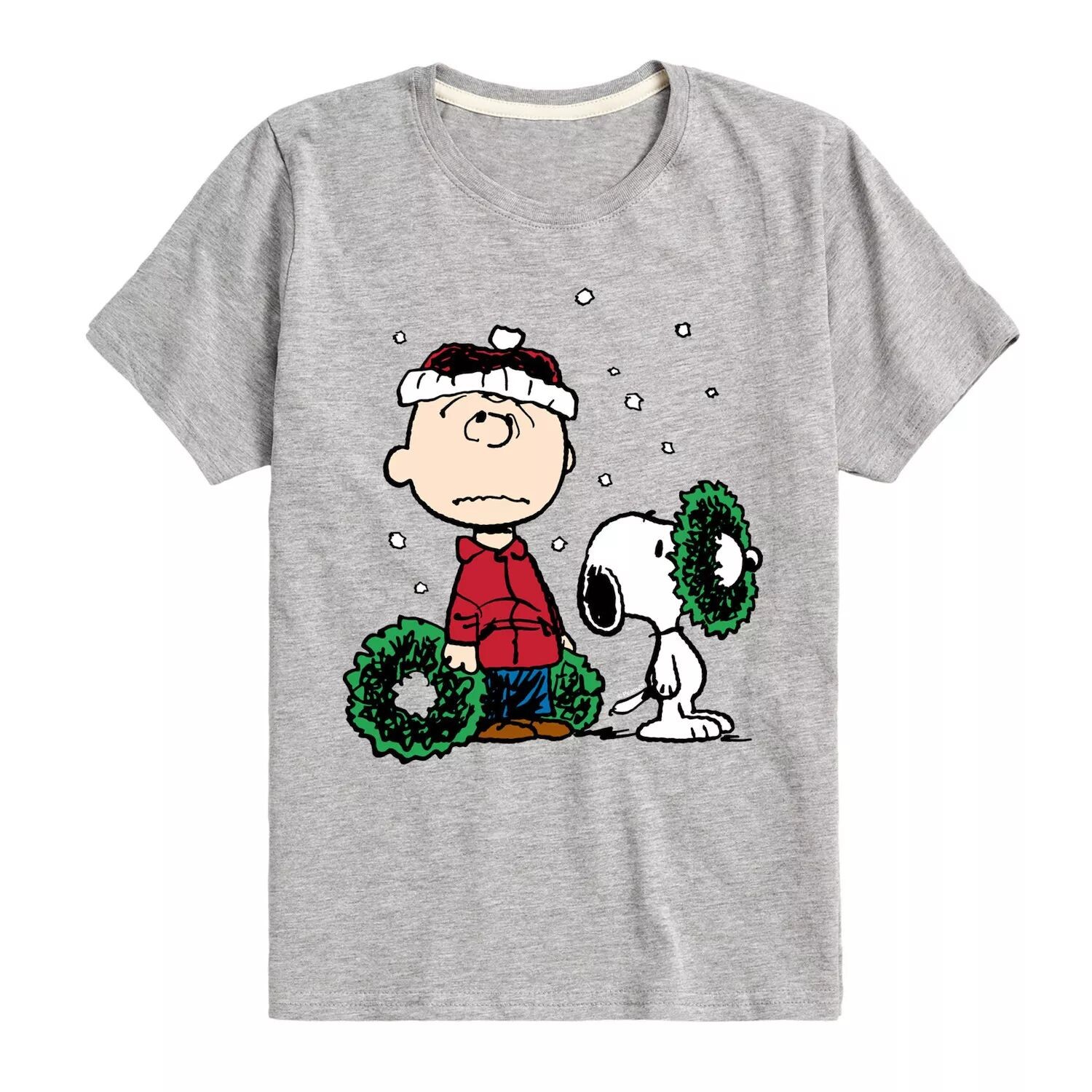 

Футболка Peanuts Charlie Brown с рисунком венка для мальчиков 8–20 лет Licensed Character, серый