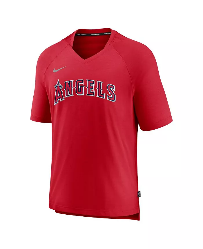 Мужская футболка Los Angeles Authentic Collection Pregame Raglan Performance с V-образным вырезом, красная Nike — фото 3
