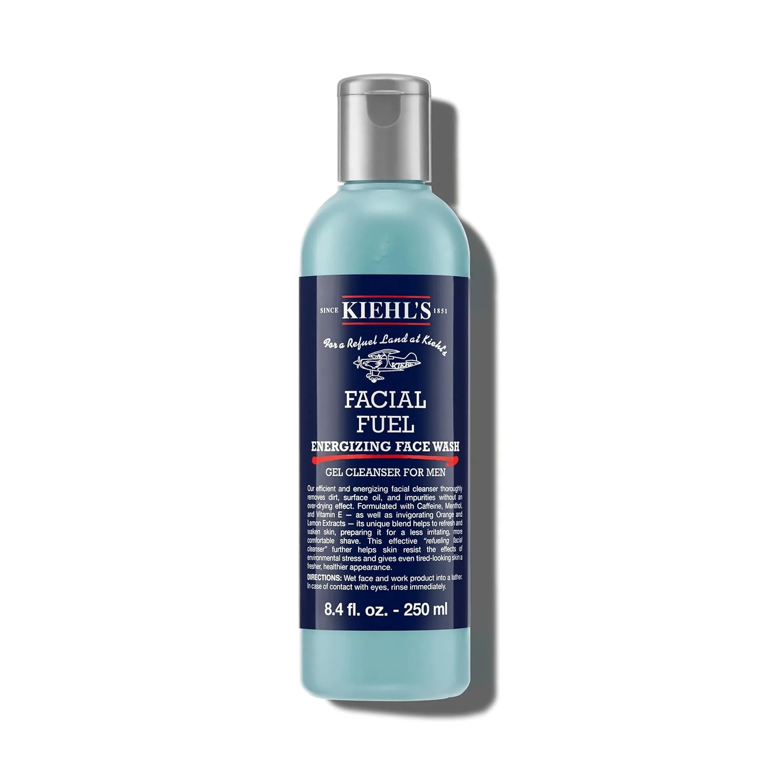 Гель для умывания Kiehl's — Facial Fuel, освежающий и бодрящий, для мужчин, с кофеином, витамином Е и ментолом. Не, 248 мл