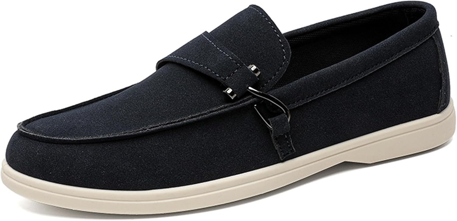 

Мужские замшевые слипоны-лоферы, повседневные пенни-лоферы с мягкой плоской подошвой, удобные и работы в офисе Pucepen, черный