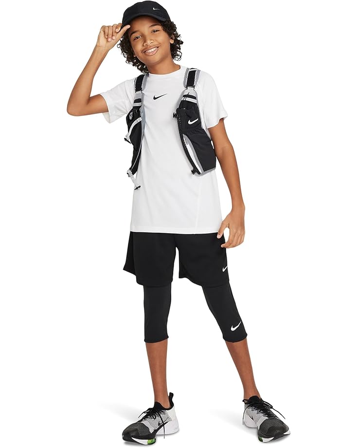 Брюки Nike Kids Dri-FIT 3/4 Length Tights, цвет Black/Black/White — фото 4