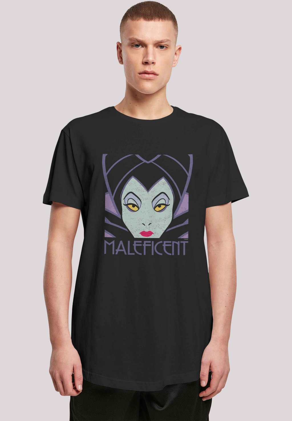 

Футболка с принтом LONG CUT DISNEY MALEFICENT CROPPED HEAD F4NT4STIC, черный