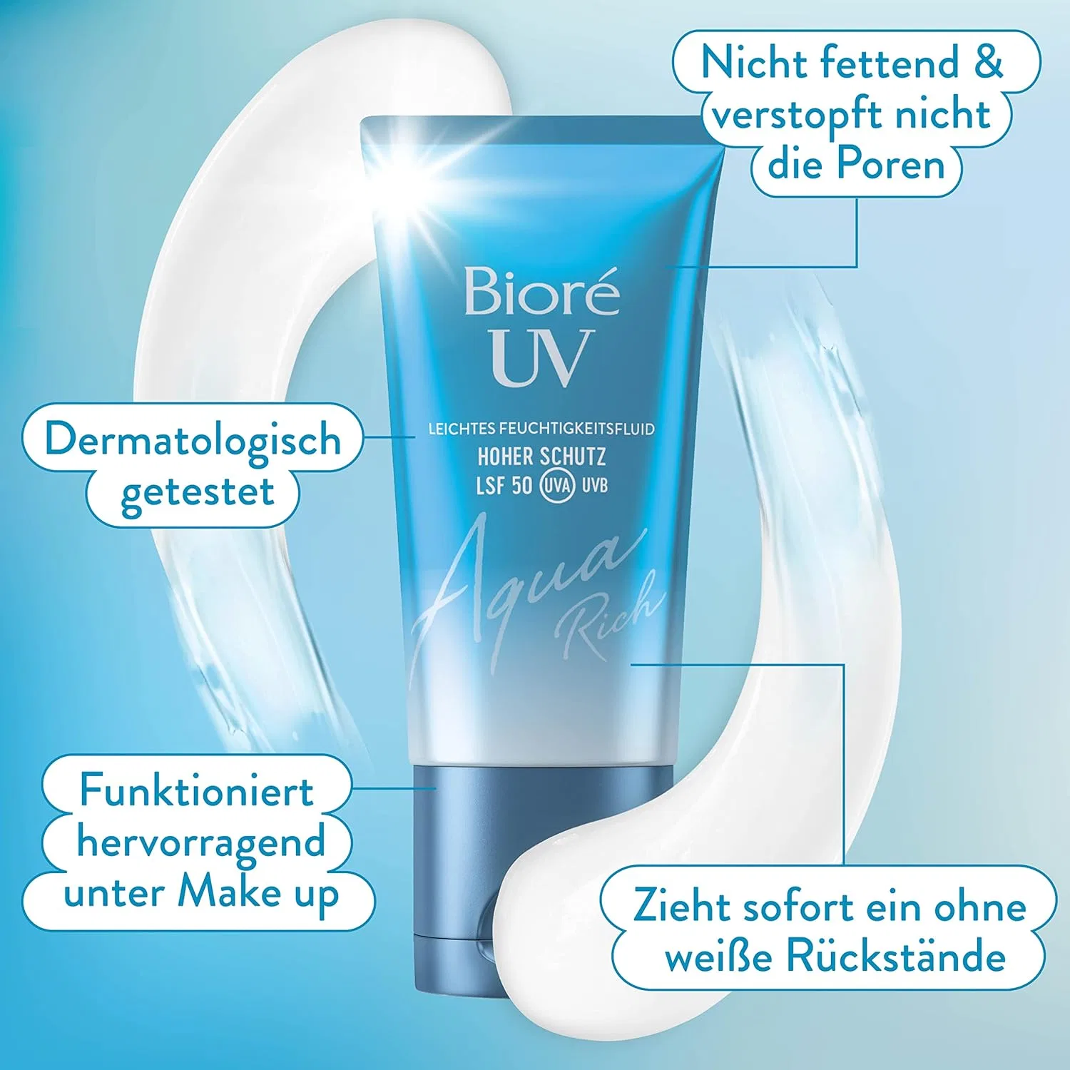 Легкий увлажняющий флюид для лица Biore Aqua Rich UV SPF 50 Bioré — фото 4