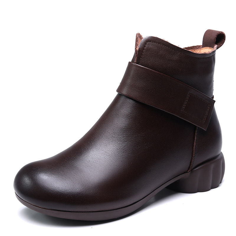 Devanro Ботильоны женские с меховой подкладкой 3 см коричневые, цвет Brown Fleece-Lined