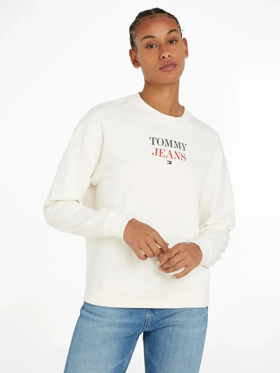 

Толстовка Tommy Jeans "TJW BXY ESSENTIAL LOGO 2 CREW", модная квадратная форма, белый