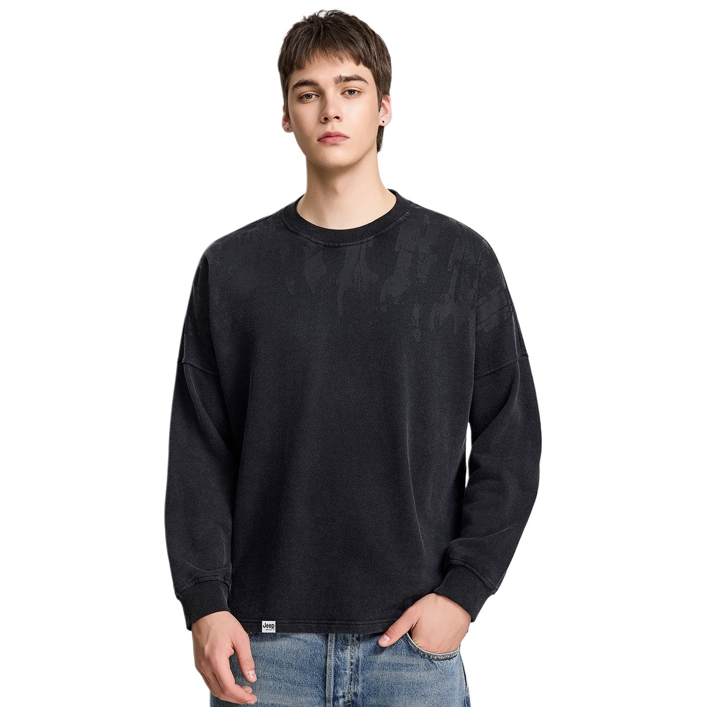 

Свитшот Unisex Crew Neck Moderate Regular Jeep, черный