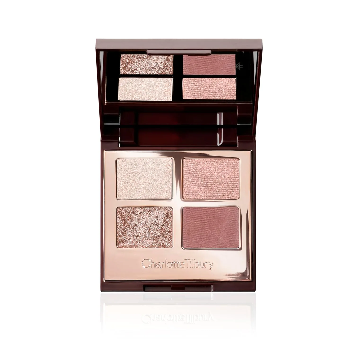 Палетка теней для век Charlotte Tilbury Bigger, Brighter Eyeshadow Palette - палетка мерцающих и матовых теней с насыщенной пудровой формулой - включает 4 взаимодополняющих оттенка - Exagger-Eyes, Exagger-eyes - Rose gold