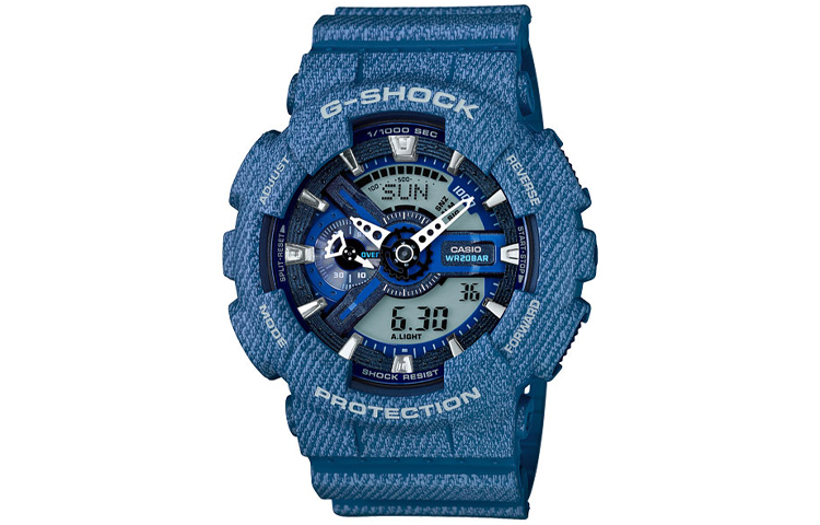 

CASIO Часы Men Liquid Crystal/Analog Dual Display Series Blue Watch GA-110DC-2A, Dark Blue Watch Dial