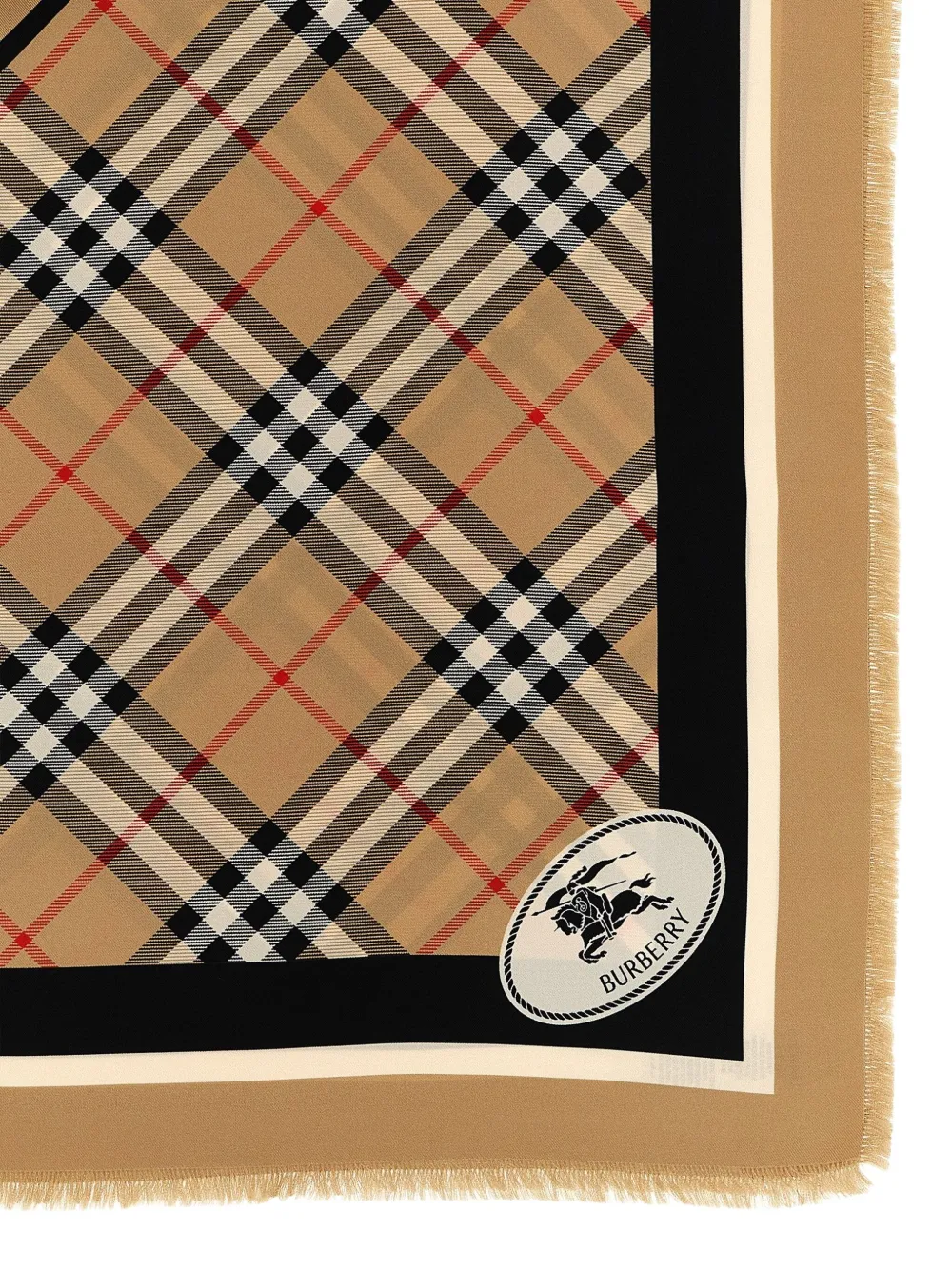 Клетчатый шарф с бахромой Burberry, коричневый — фото 3