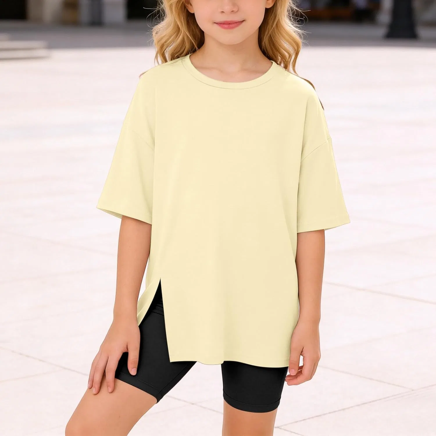 Футболка оверсайз с опущенным плечом, Generic, Y#1 Beige — фото 2