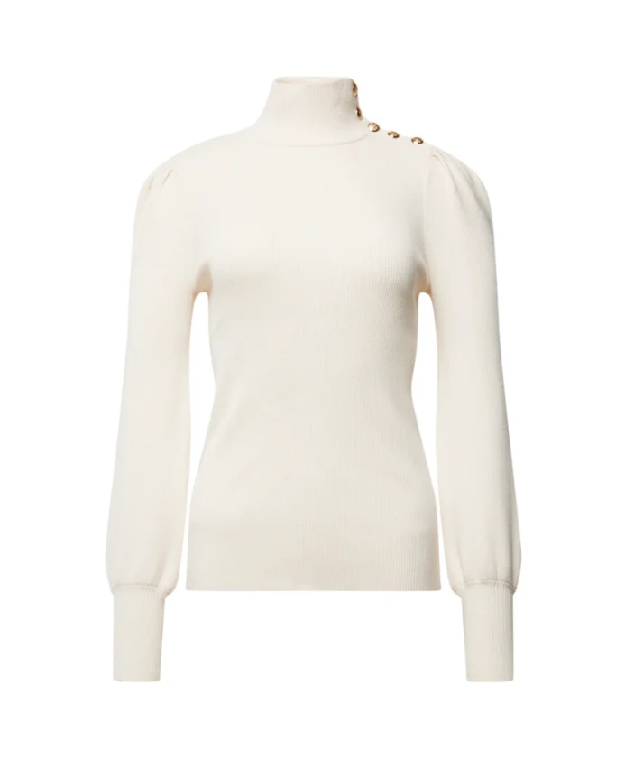 

Свитер с воротником-стойкой на пуговицах Ralph Lauren, бежевый