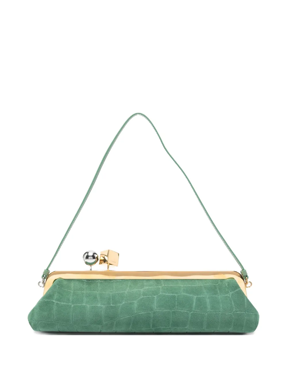 

Клатч с застежкой и эффектом кожи крокодила JACQUEMUS, зеленый