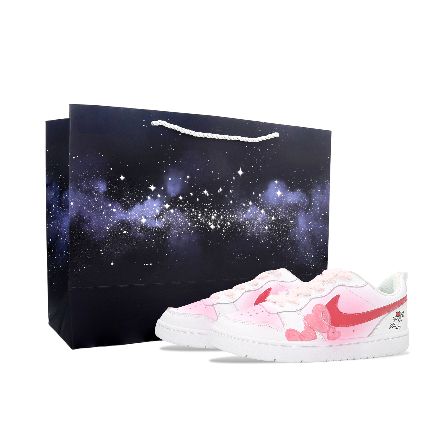 

Nike Бордшопы Court Borough Heart Dreamy с амортизацией, нескользящие лоу-топ скейтборд кроссовки White Pink