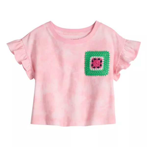 

Футболка с расклешенными рукавами для девочек 4-12 лет Jumping Beans, цвет watermelon white