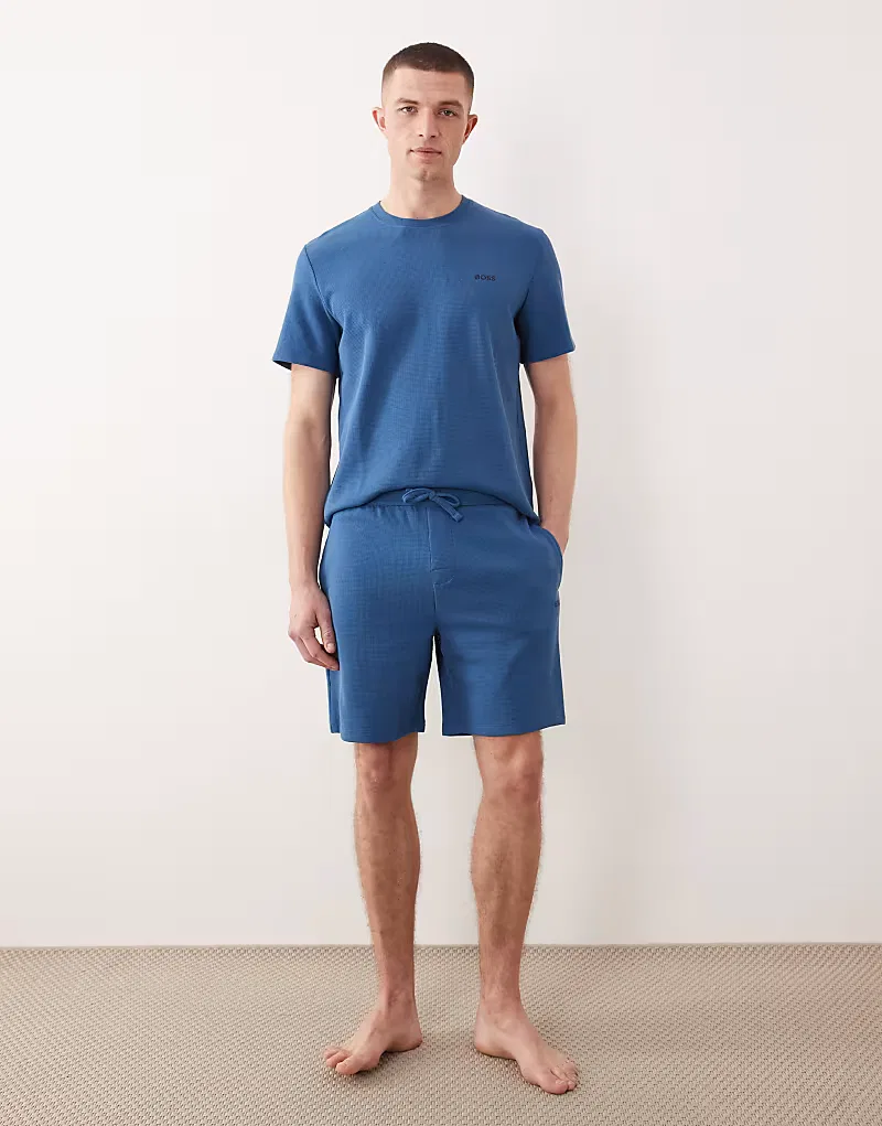 Шорты BOSS Bodywear Waffle, синий