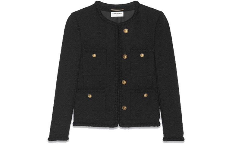 

SAINT LAURENT Женское короткое пальто, цвет черный