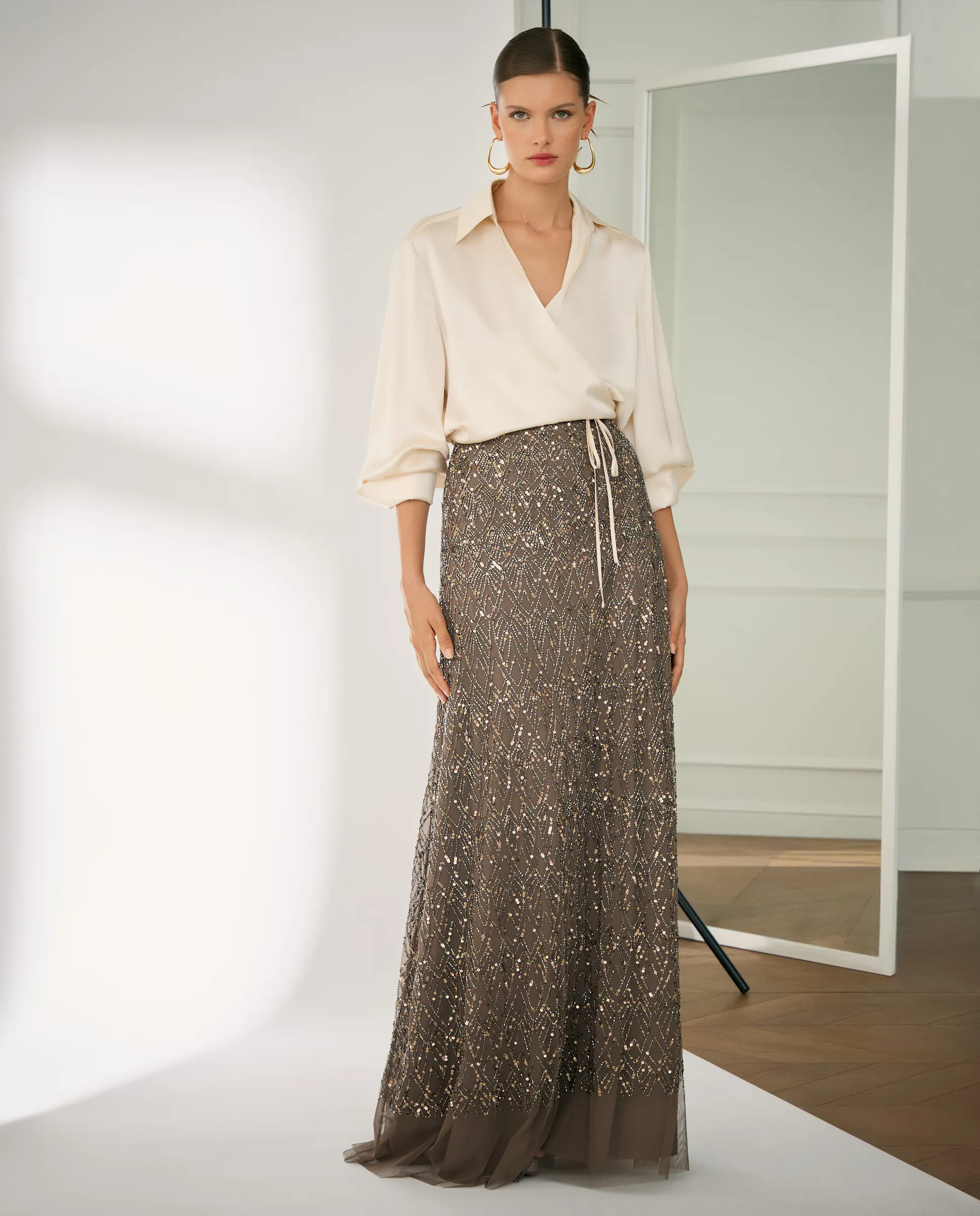 

Длинная юбка с камнями Woman Fiesta El Corte Inglés, бронзовый