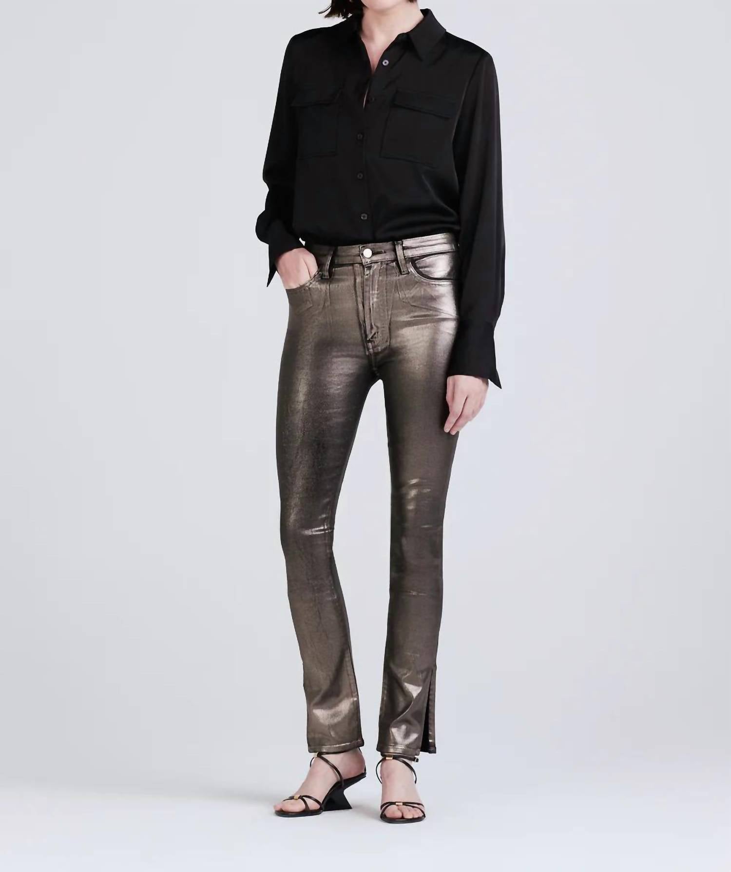 

Джинсы-леггинсы Kyle High Rise Skinny с металлическим покрытием Derek Lam 10 Crosby, цвет metallic coated