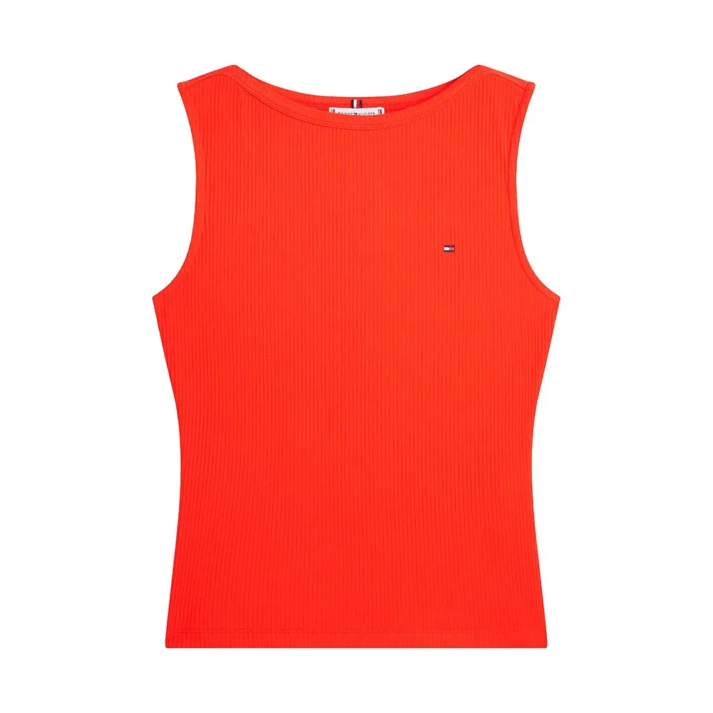 Футболка без рукавов Tommy Hilfiger 5x2 Rib Boat Slim Fit, оранжевый — фото 3