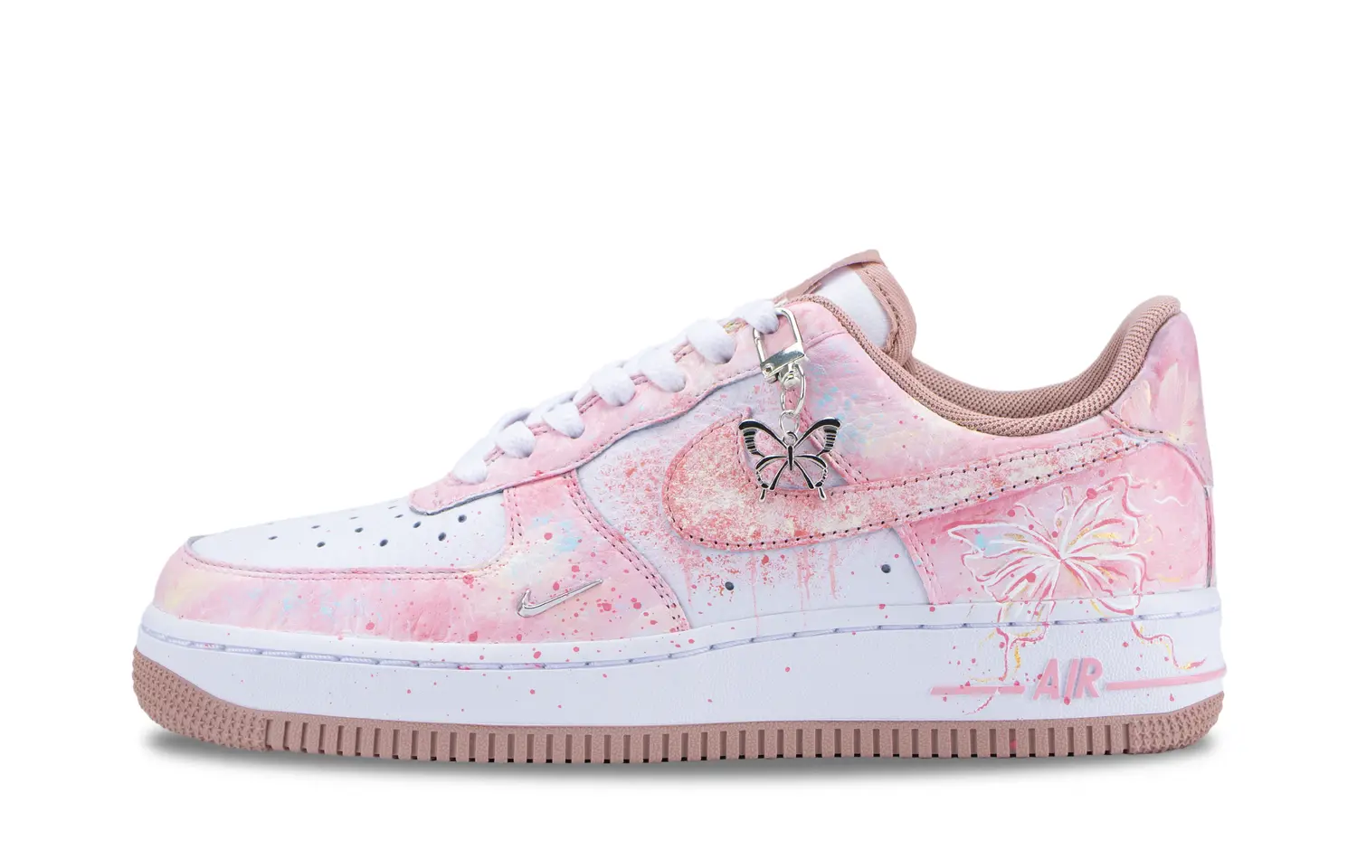 Nike Air Force 1 В поисках ароматного следа противоскользящие устойчивые к истиранию низкие скейтборд кроссовки женские белый розовый золото шоппинг сумка — фото 3