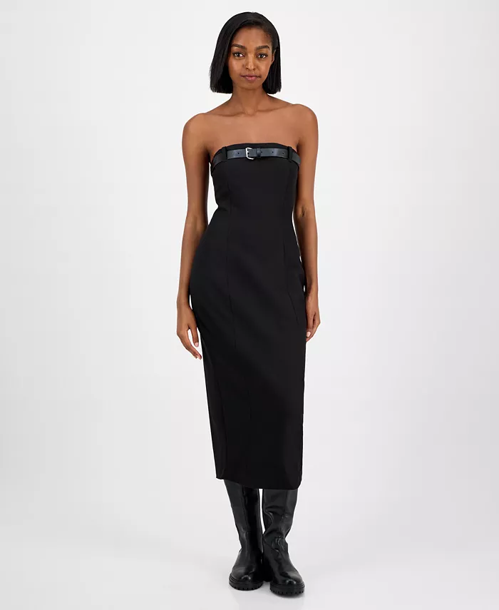 

Женское платье миди без бретелей с поясом Bar Iii, черный