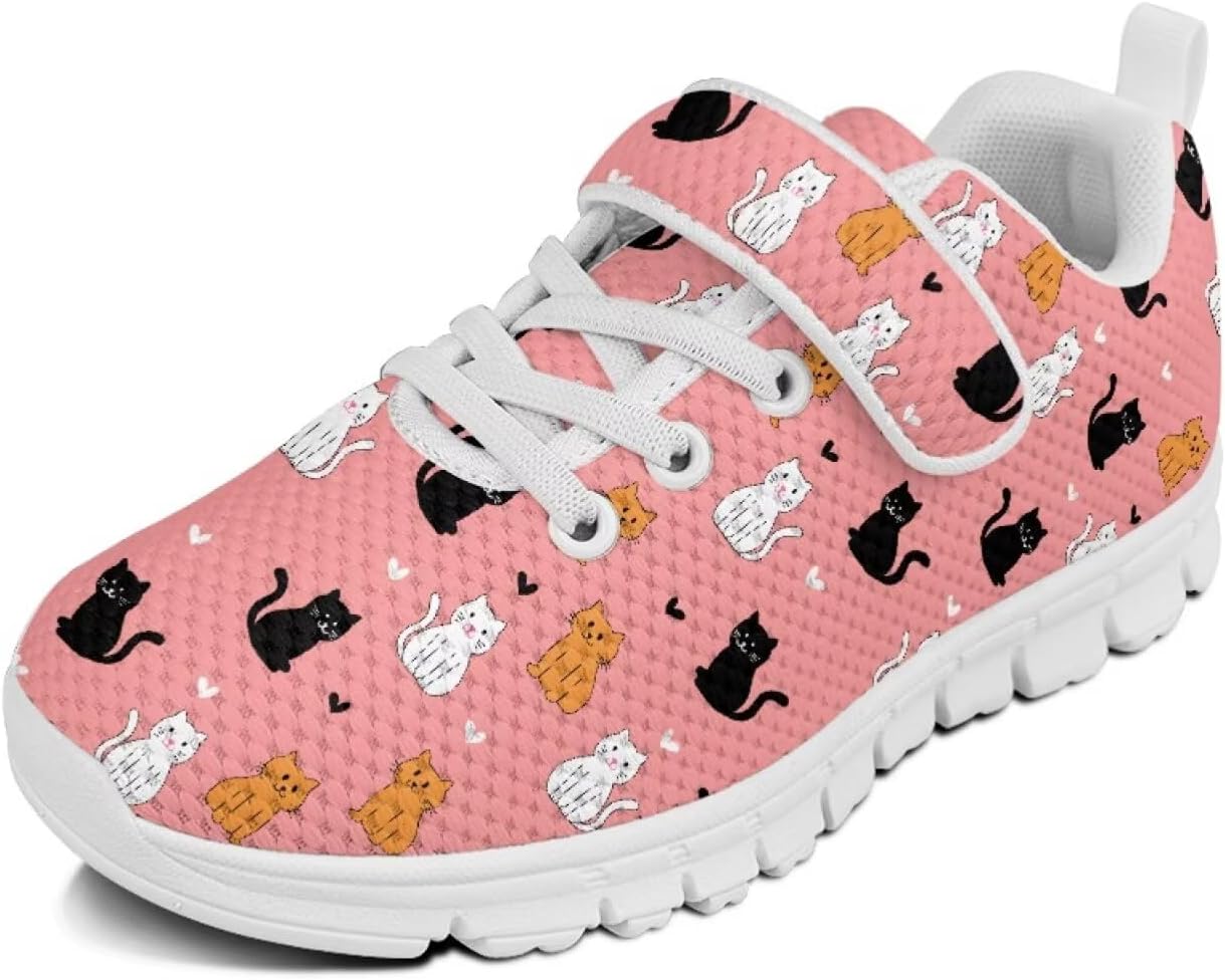 

Кроссовки с животным принтом для мальчиков и девочек, обувь для ходьбы, модный дизайн, с одной пряжкой, теннисные кроссовки, дышащие, легкие, идеальные для детей Watdotory, Cat Heart