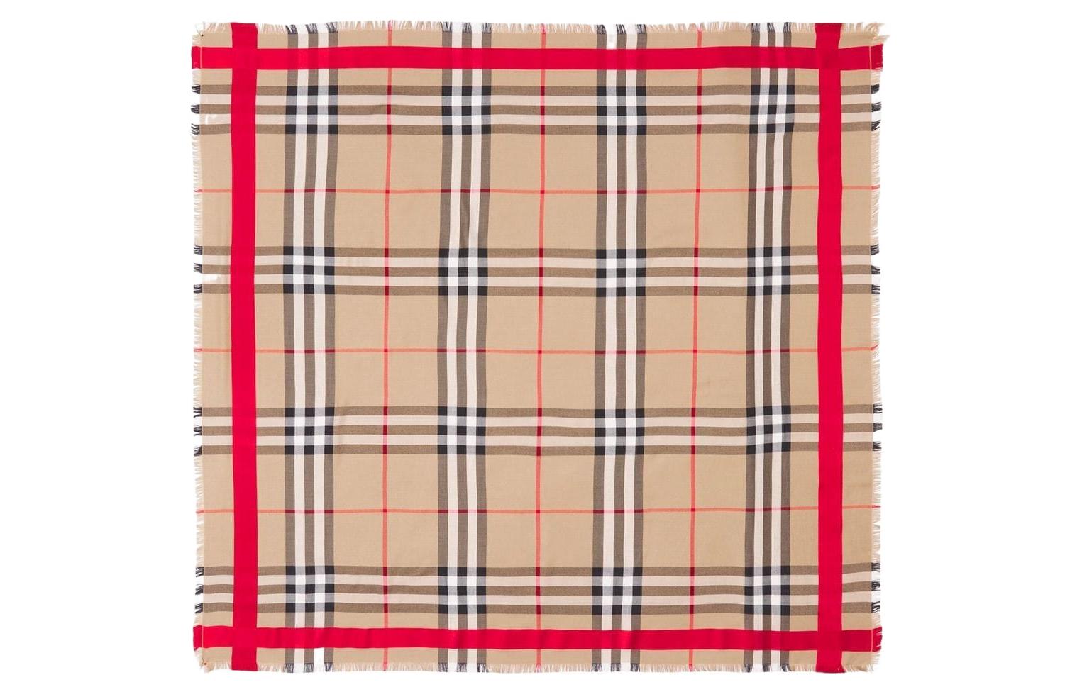 

Принт в клетку с бахромой Burberry, светло-коричневый