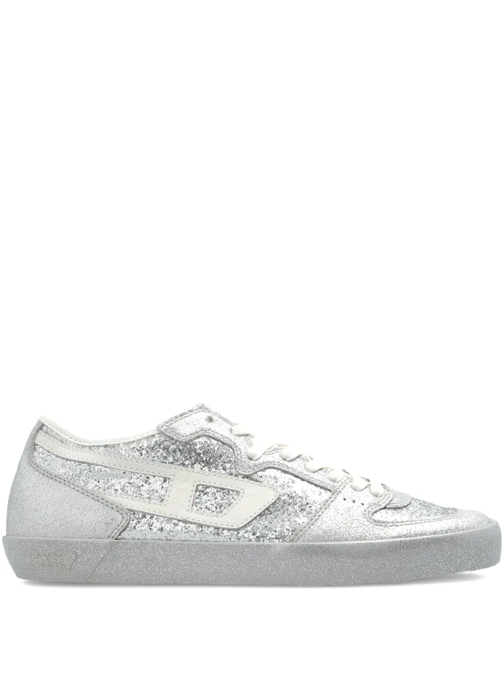 Кроссовки S-Leroji-D1 с блестками DIESEL, серебяный