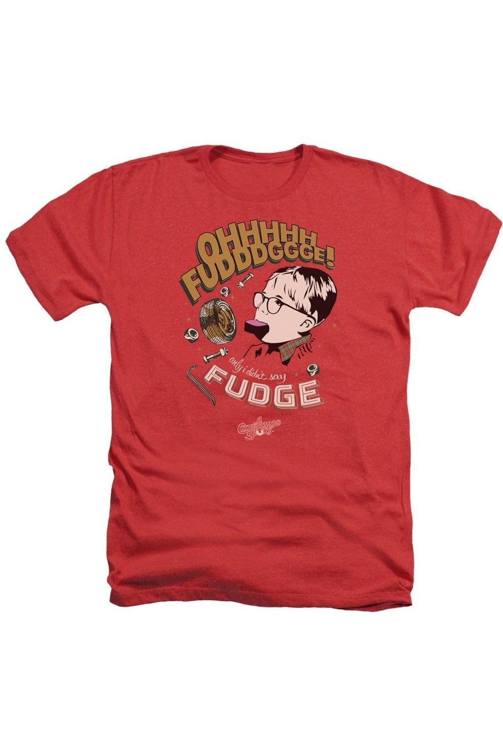

Футболка/футболка A Christmas Story Fudge для взрослых Heather Gildan, красный