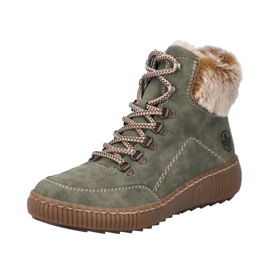 Ботинки женские Rieker Lace-Up Ankle Boots на шнуровке с мехом, зеленый