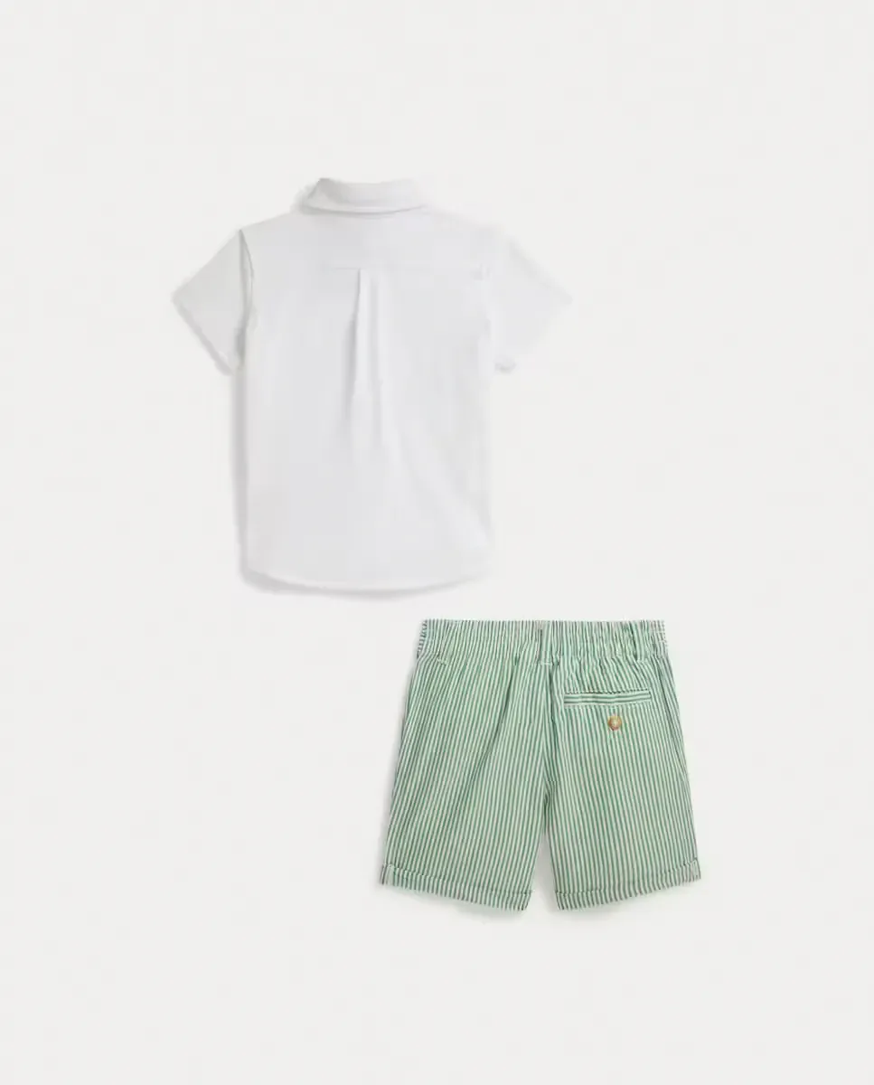 Набор для мальчика: хлопковая рубашка и шорты Polo Ralph Lauren, мультиколор — фото 2