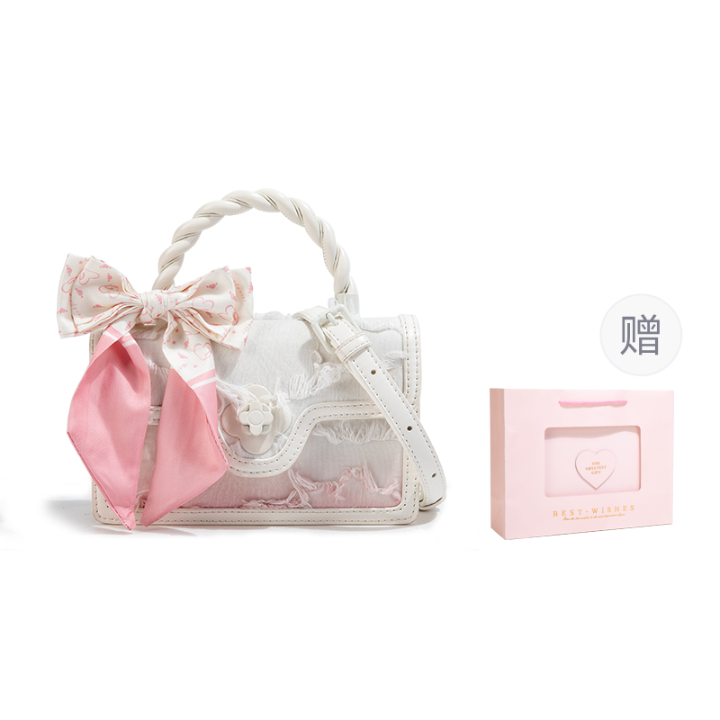 

MACKJANICE Джинсовый холщовый маленький квадратный рюкзак, Gradient Pink+Box Limited Edition