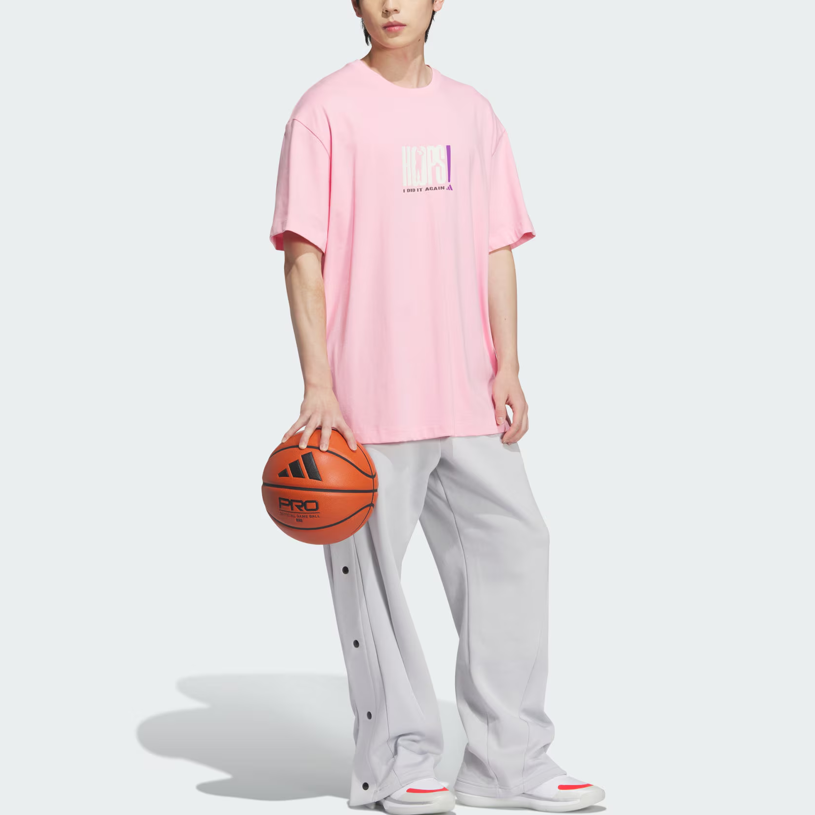 Adidas Футболка баскетбольная мужская light pink — фото 4