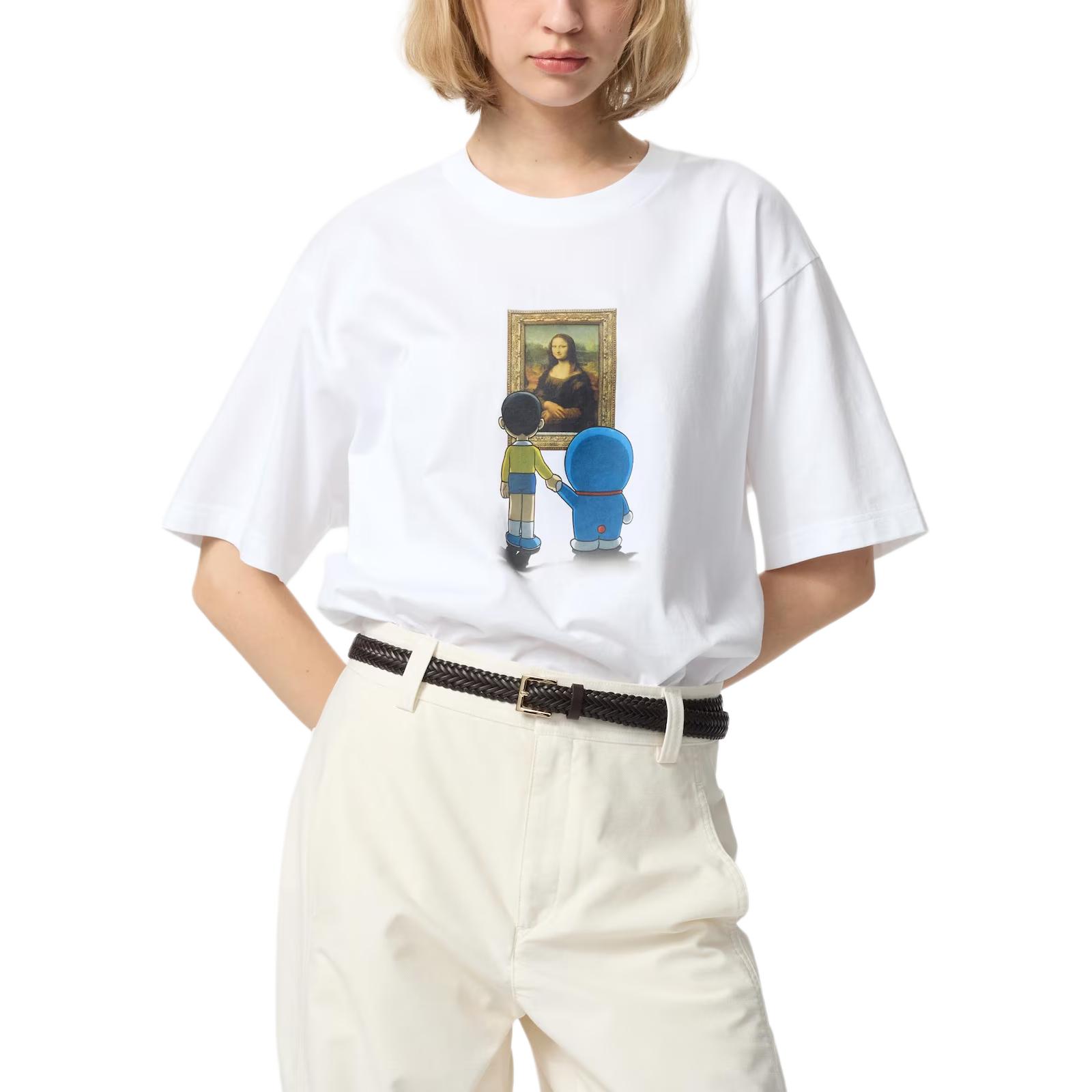 Футболка Doraemon X Louvre Collaboration SS25 Unisex UNIQLO, белый — фото 3