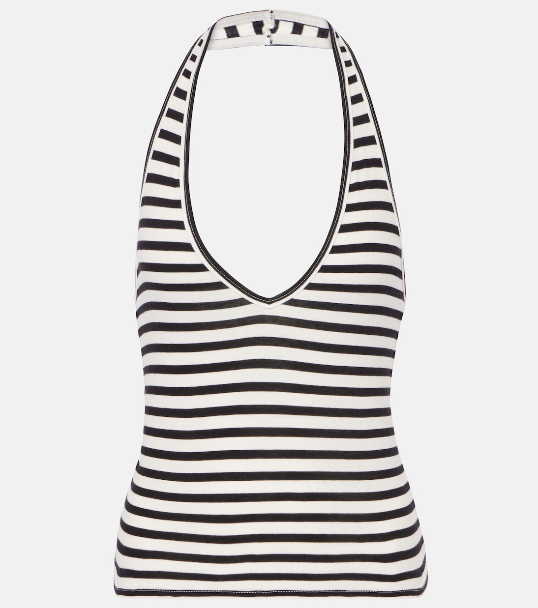 

Хлопковый топ-халат с запахом Britt Nili Lotan, Black/Ivory Stripe