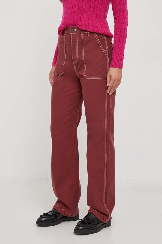 

Хлопковые брюки United Colors of Benetton, гранат