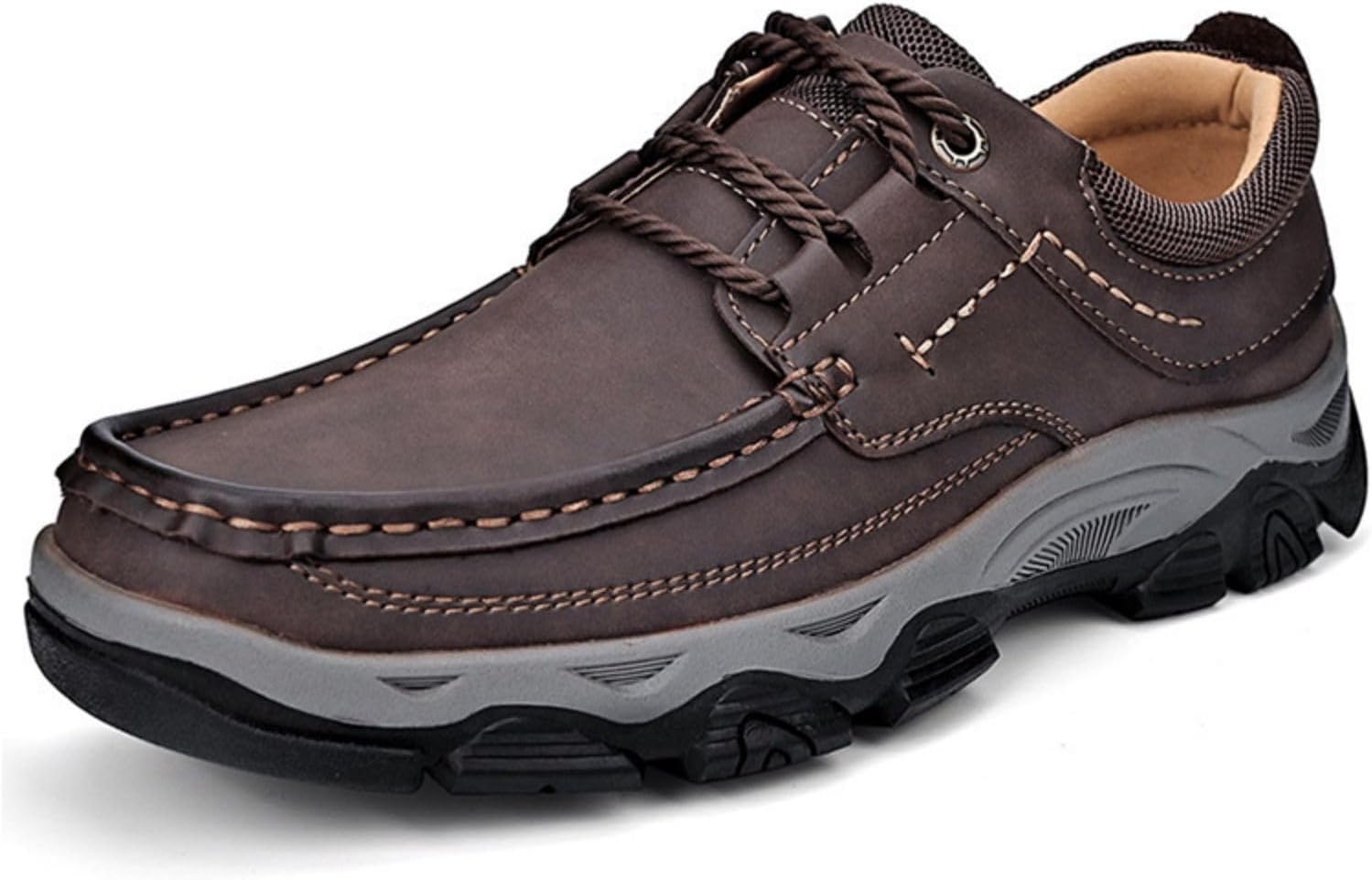 

Мужские кожаные слипоны Crepuscute с ручной строчкой, удобные повседневные обувь для прогулок, спортивные нескользящие походные кроссовки, хаки