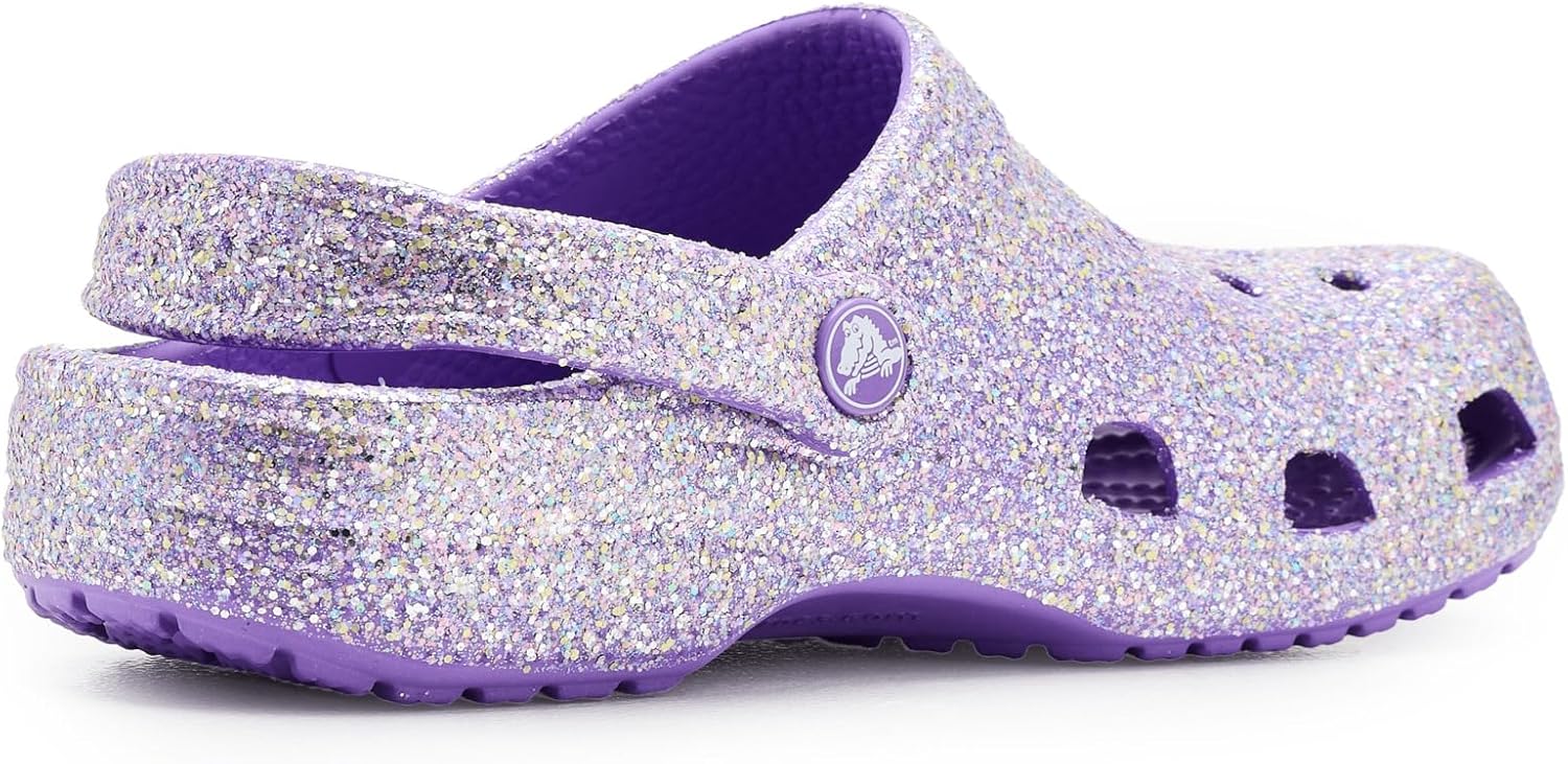 Детские кроксы Crocs Classic с блестками, фиолетовый — фото 3