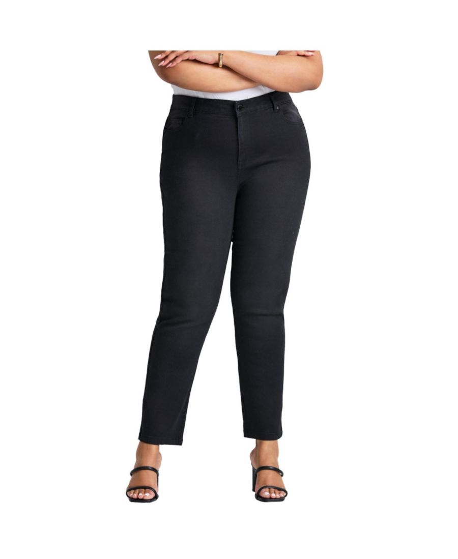 

Женские высокие джинсы из масляного денима AVENUE, Black