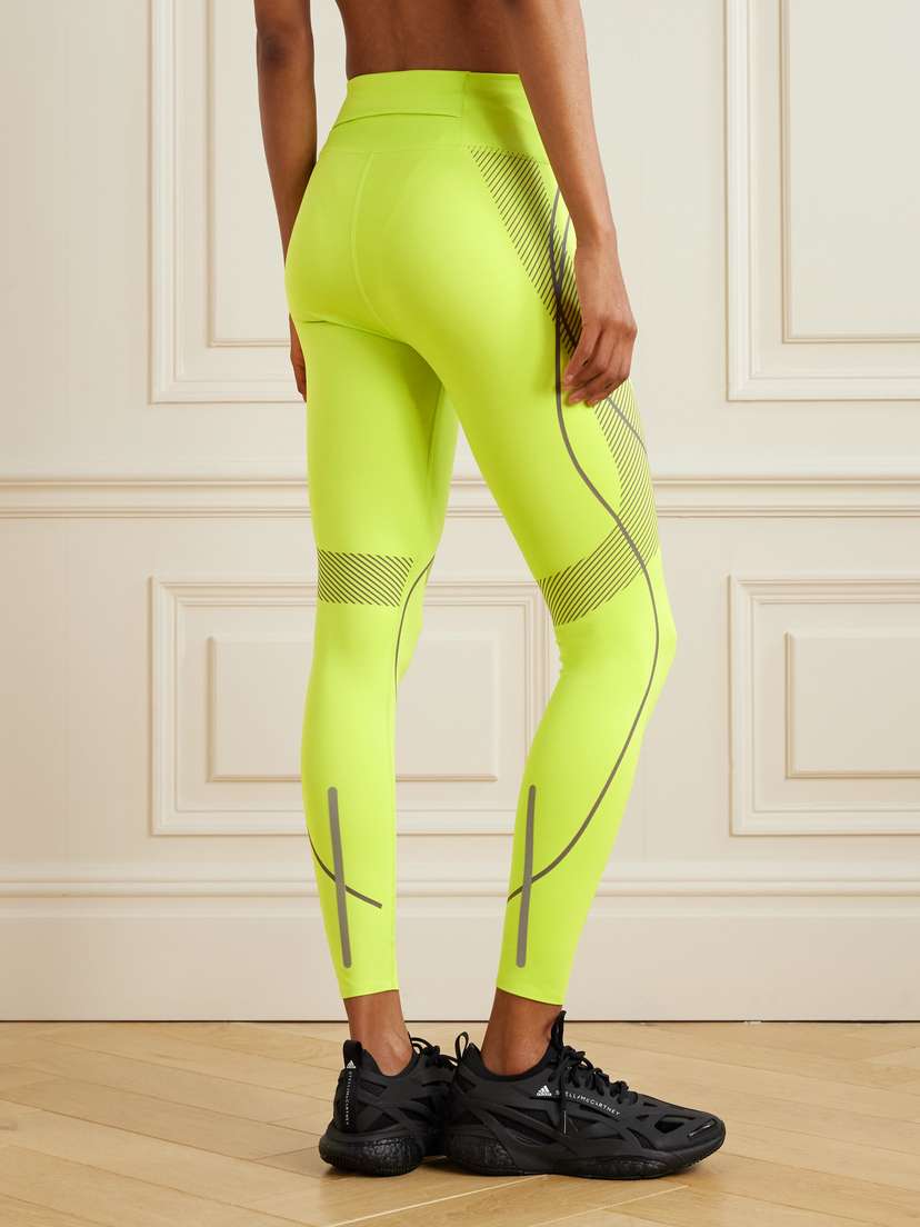 Леггинсы Truepace cold.rdy neon из переработанного материала с эластичностью Adidas By Stella Mccartney, зеленый — фото 2