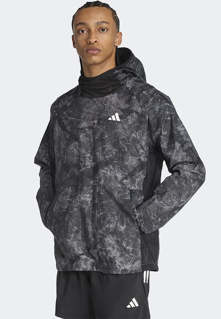 Толстовка с капюшоном, спрей-окрашивание, Own The Run, Unitefit Adidas, черный/серый