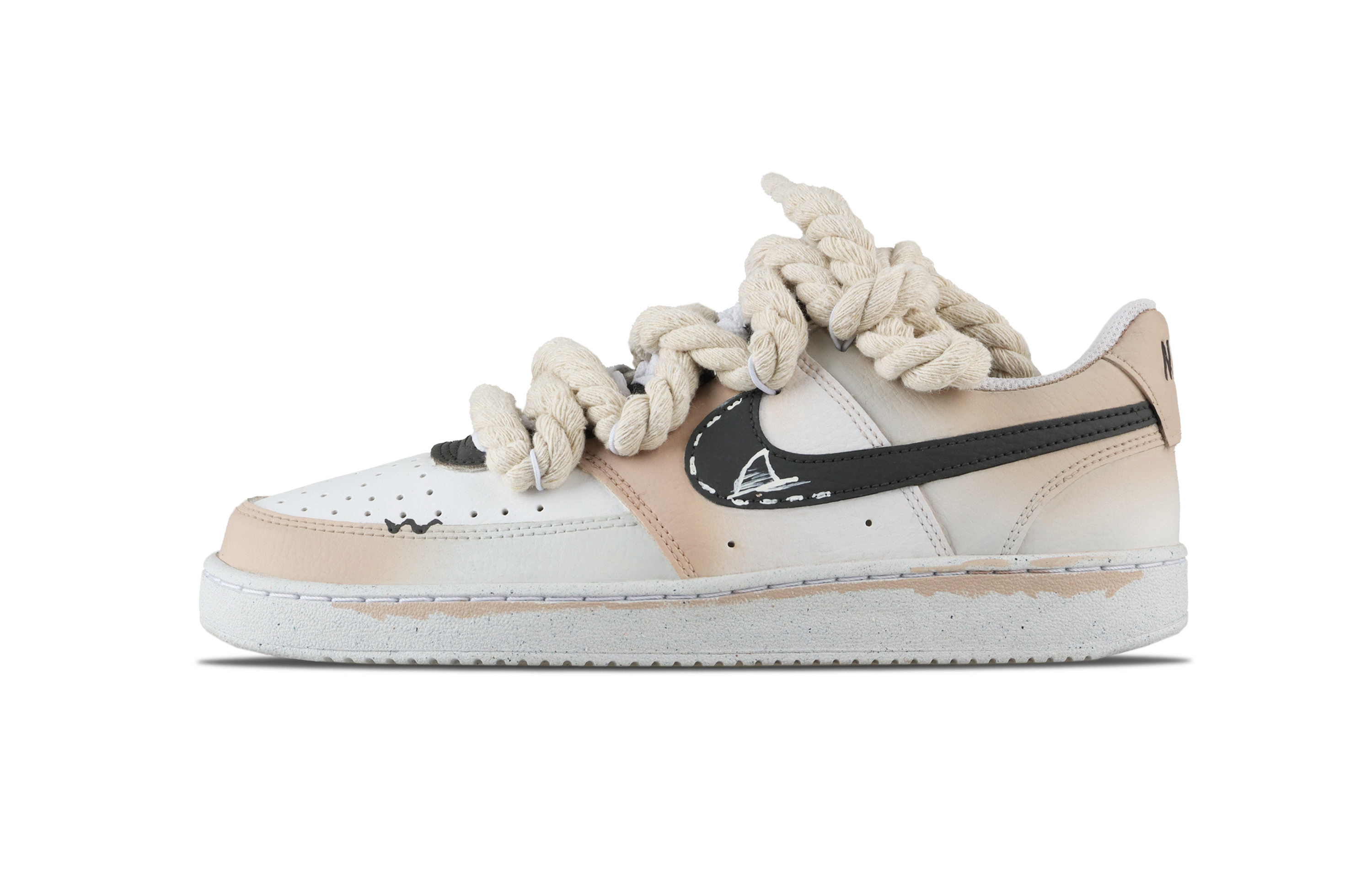 

Nike Кроссовки Court Vision 1 Fall Winter Sleep, износостойкие, низкие, для скейтбординга, мужские, белые, розовые